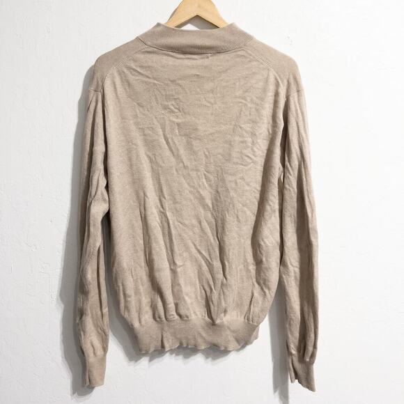 Peter Millar Sweater Mens Large Quarter Zip Large Cotton Cashmere Tan - Picture 5 of 5